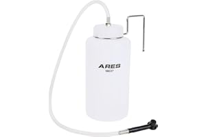 ARES 18037-1L Brake Bleeding Fluid Reservoir Bottle - Captures and Contains Used Brake Fluid - Hanging Hook for Easy Use - Ru