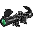 CVLIFE 1.5-5x32 Crossbow Scope, 20-100 Yards Etched Glass Ballistic Reticle, Red Green Illuminated Crossbow Scope for Hunting with 20mm Scope Rings