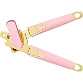 Paris Hilton Can Opener with Built-In Bottle Opener, Easy-Turn Knob & Soft-Grip Handles for Iconic Kitchen Convenience, Pink and Gold