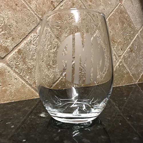Monogrammed Stemless Wine Glass