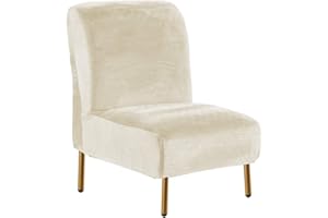 ZC MALL Velvet Armless Accent Chair Slipcover,High Stretch Fleece Armless Accent Chair Slipcover,Stylish Luxury Furniture Covers Velvet Plush Stretch Armless Chair Slipcover,Velvet-Ivory