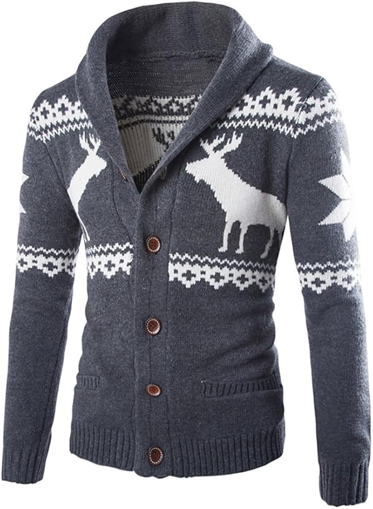 Homme Cardigan Veste en Tricot Gilet Tricoté Chandail Pull Cardigan