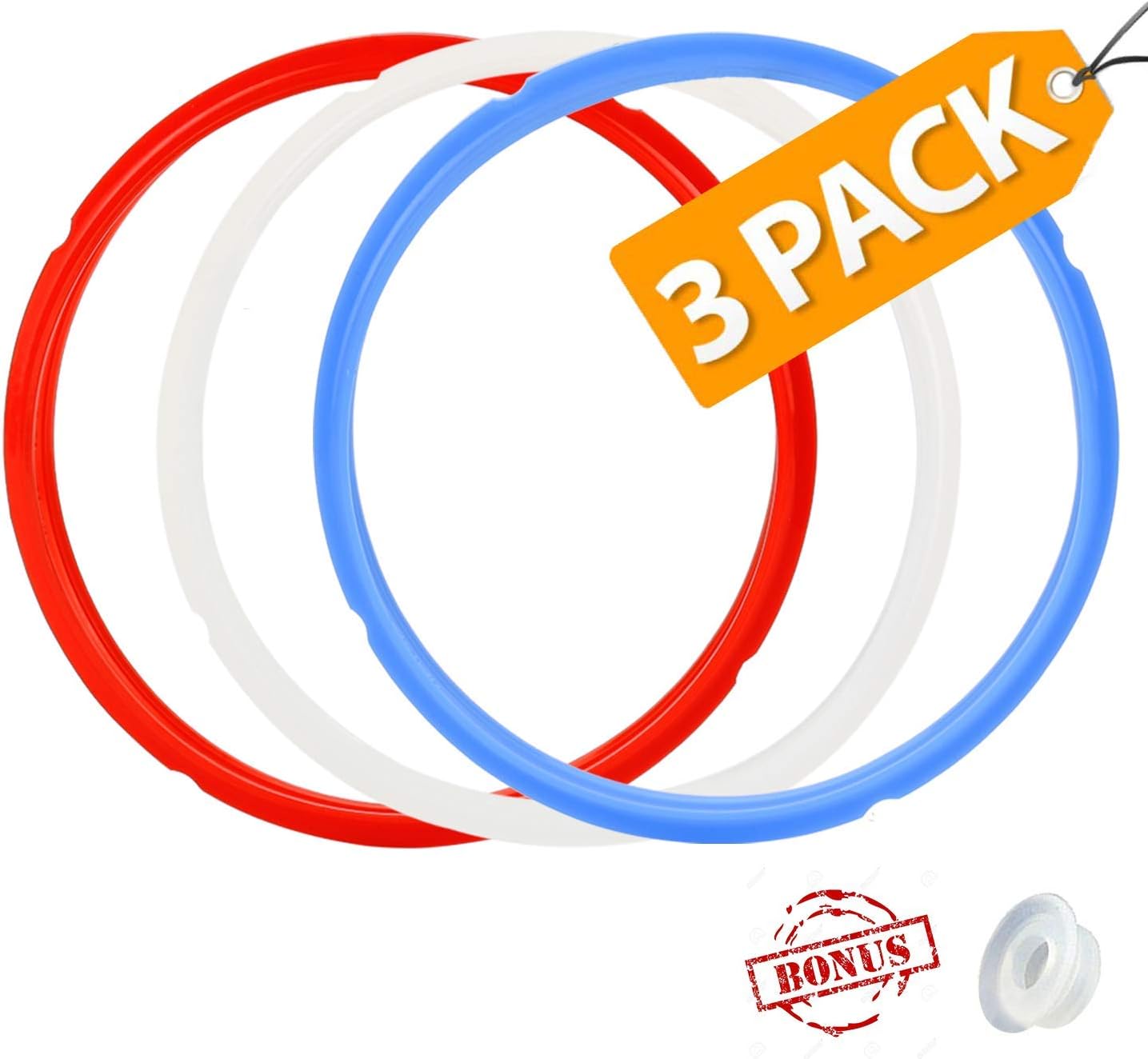 House Again 3 Pack Silicone Sealing Ring - 3Qt Presure Cooker Silicone Seal Ring Replacement - Color Coded with 3 Colors