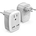 BESTEK European UK Travel Plug Adapter, Type C Type G port Travel Adaptor with 2 USB Charger Ports for Spain Iceland Italy Fr