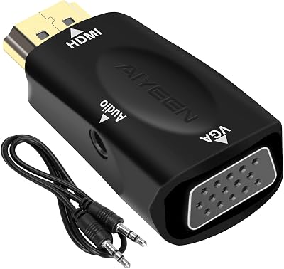 AIYEEN HDMI to VGA Adapter 1080p with 3.5mm Audio for Laptop Projector Monitor