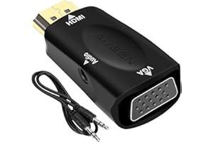 HDMI to VGA Adapter, 1080p HDMI Male to VGA Female Adapter with 3.5mm Audio Jack Cable Compatible with Monitor, Laptop,Comput
