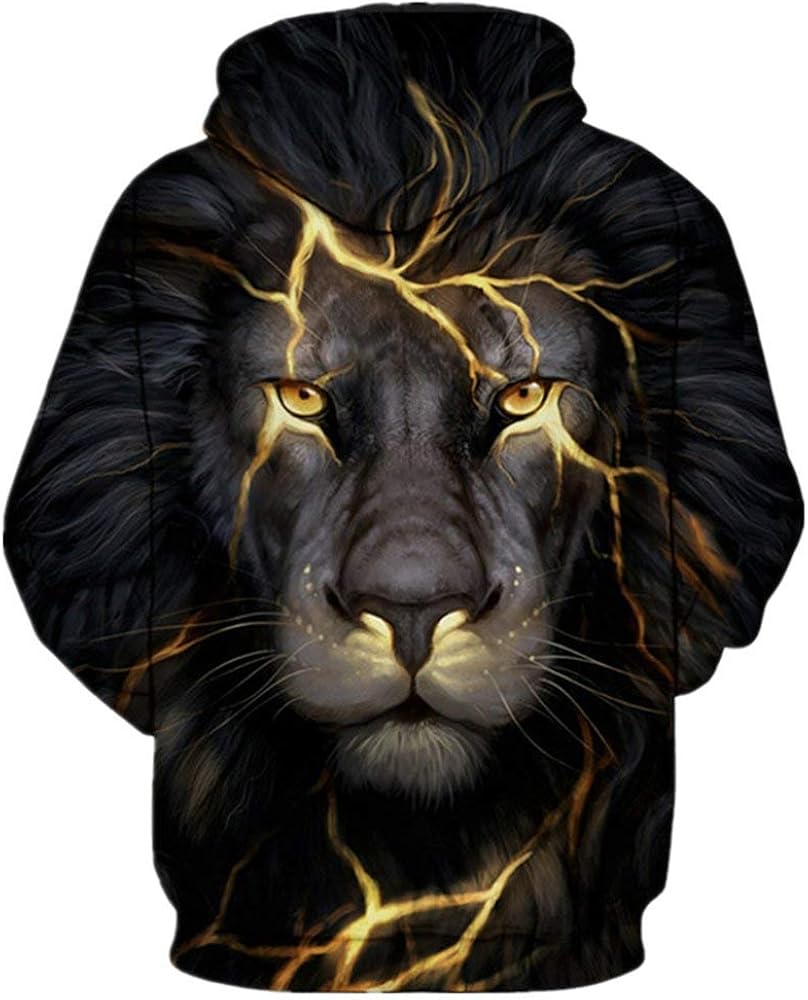3d lion print hoodie