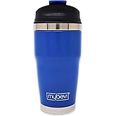 MyBevi Retro Wave Insulated Tumbler – Triple-Layer Vacuum Stainless Steel Coffee & Tea Travel Cup, Spill-Resistant Lid - 12 oz, Matte Navy
