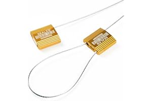 LeadSeals 50 Yellow High Security Cable Seals with Barcode Pull Tight Numbered Steel Security Seals Metal Container Seals Anti-Tamper Shipping Self-Locking Tags for Logisitics ISO 17712 Certificated