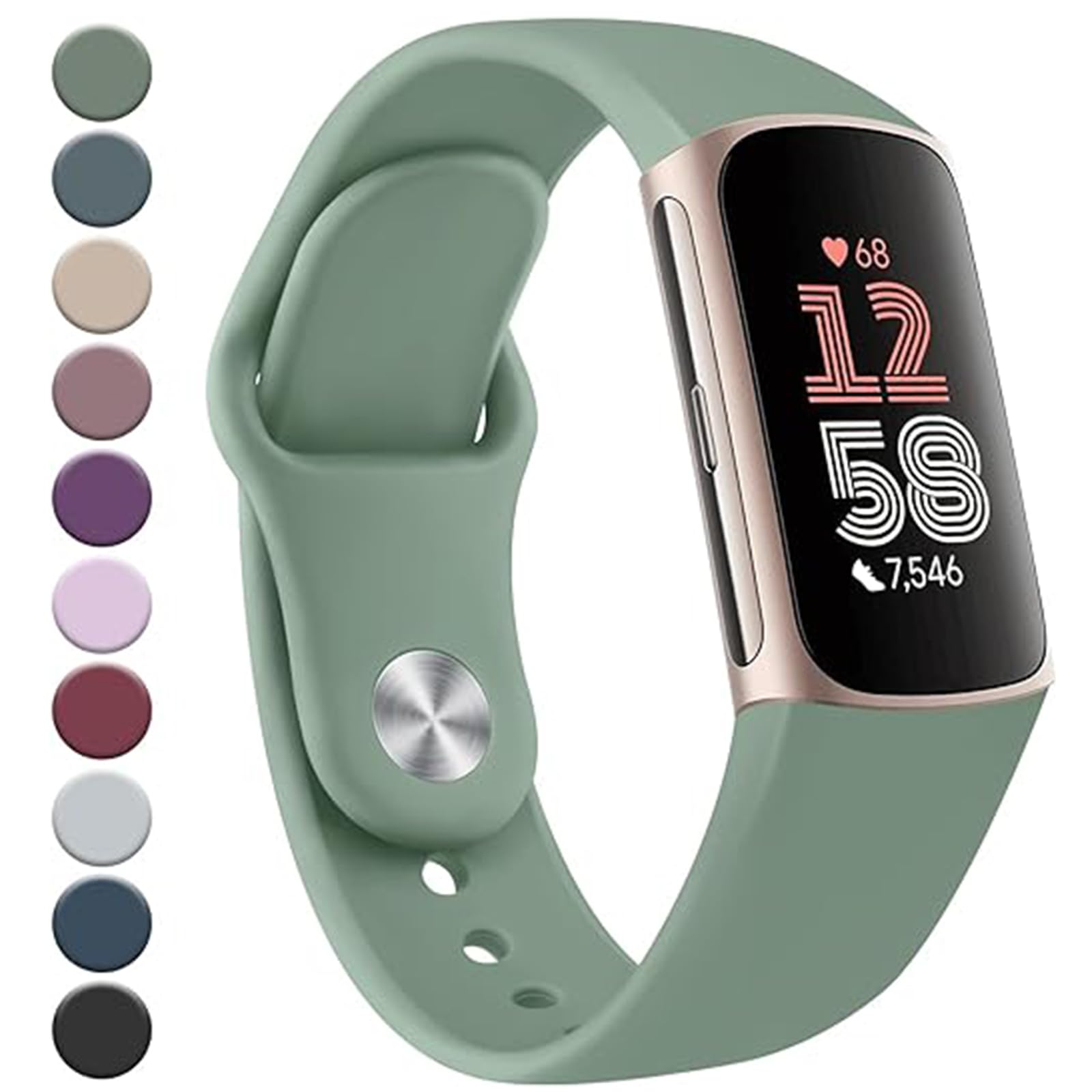 Meliya Strap for Fitbit Charge 6 for Women Men, Silicone Replacement Sport Replacement Wristband Compatible with Charge 5