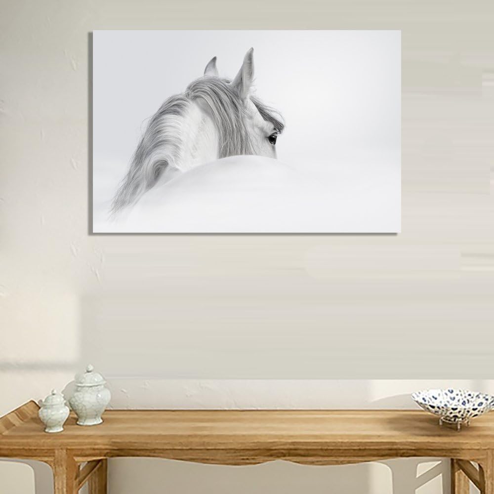 White Horse Painting Canvas Wall Art Picture Home Decoration Living Room Canvas Print Modern Painting-Large Framed Ready to hang