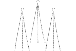 AHAILUOO Heavy-Duty Black Hanging Chains with Hooks - 16" Plant Hangers for Baskets, Flower Pots & Outdoor Decor- Rust-Resistant Metal Hanging Basket Chains for Plants, Grow Lights & Ceiling Decor (3-Pack)