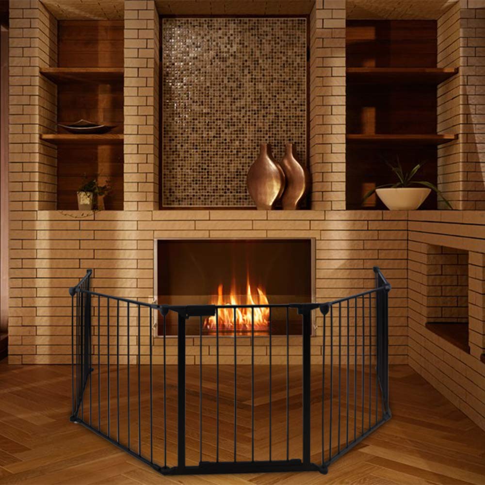 baby gate around fireplace