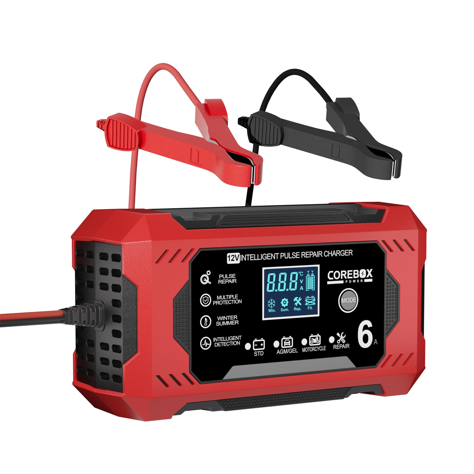 Photo 1 of Corebox Battery Charger 6-Amp 12V Automatic Smart Battery Trickle Charger, Battery Maintainer Desulfator with Temperature Compensation for Car Truck Motorcycle Lawn Mower Marine