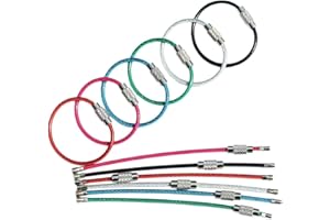 bayite Key Rings Stainless Steel Wire Keychains Lock Cable Heavy Duty Luggage Tags Loops Keepers 2mm Twist Barrel Pack of 12 (Cable length: 4 inches)