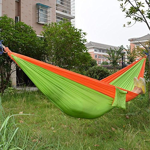 BAIXI Parachute Hammock Double Camping Hammock Hiking Beach Extended Band Slim Hammock Indoor And Outdoor Leisure Hammock (Style four)