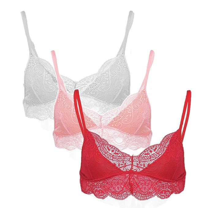 Allywit Women 3pc Women Plus Size Vest Wireless Bra