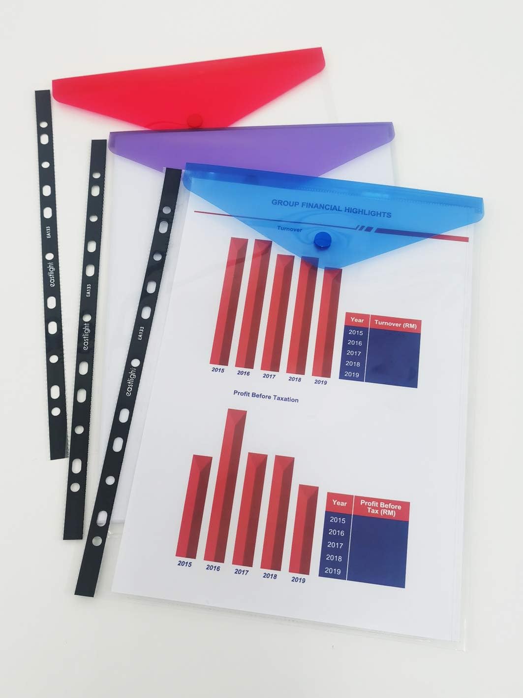 Ring Binder Punch Pocket Popper Wallet (Expandable) Pack of 7, A4