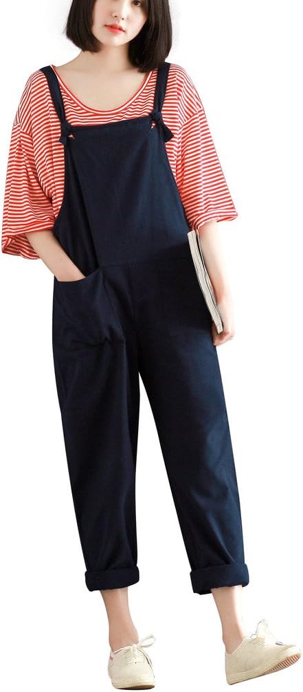 Newfeeling Womens Cotton linen Baggy Overalls Spring Autumn Jumpsuit