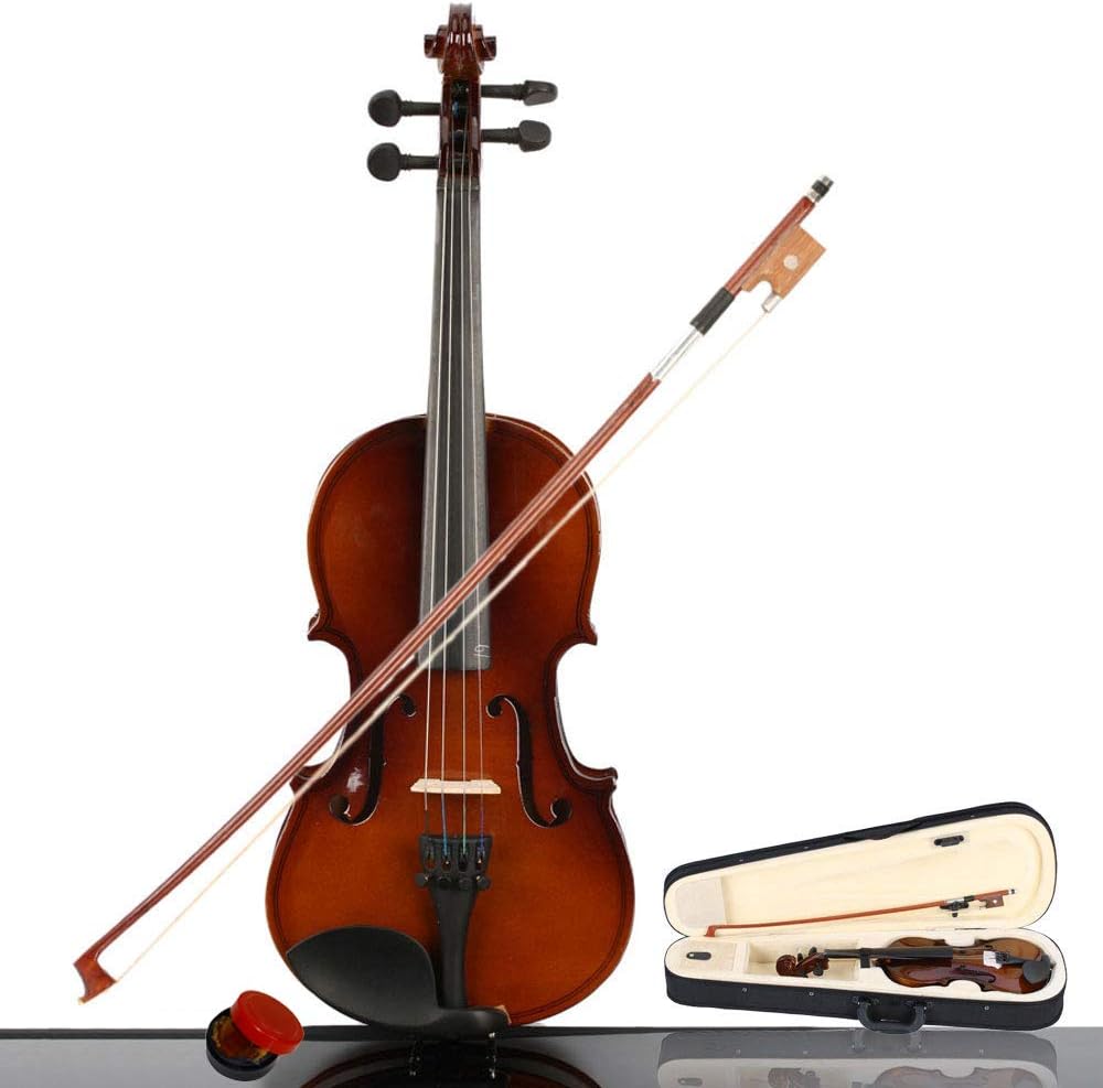 2019 New New 1/4 Size Violin Case Acoustic Violin Case Durable Natural Solid Wood Fiddle for Beginners and Students w/Case, Bow and Rosin(US Stock)
