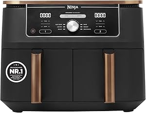 Ninja Foodi MAX Dual Zone Heißluftfritteuse [AF400EUCP] Amazon Exclusive, ‎2470 Watt , 9,5 L, 2 Heißluft-Frittierfächer, 6 Funktionen, 27 x 41.5 x 32.5 cm, Kupfer/Schwarz