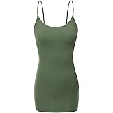 Bozzolo Women's Ladies Adjustable Spaghetti Strap Basic Long Cami Tunic Tank Top