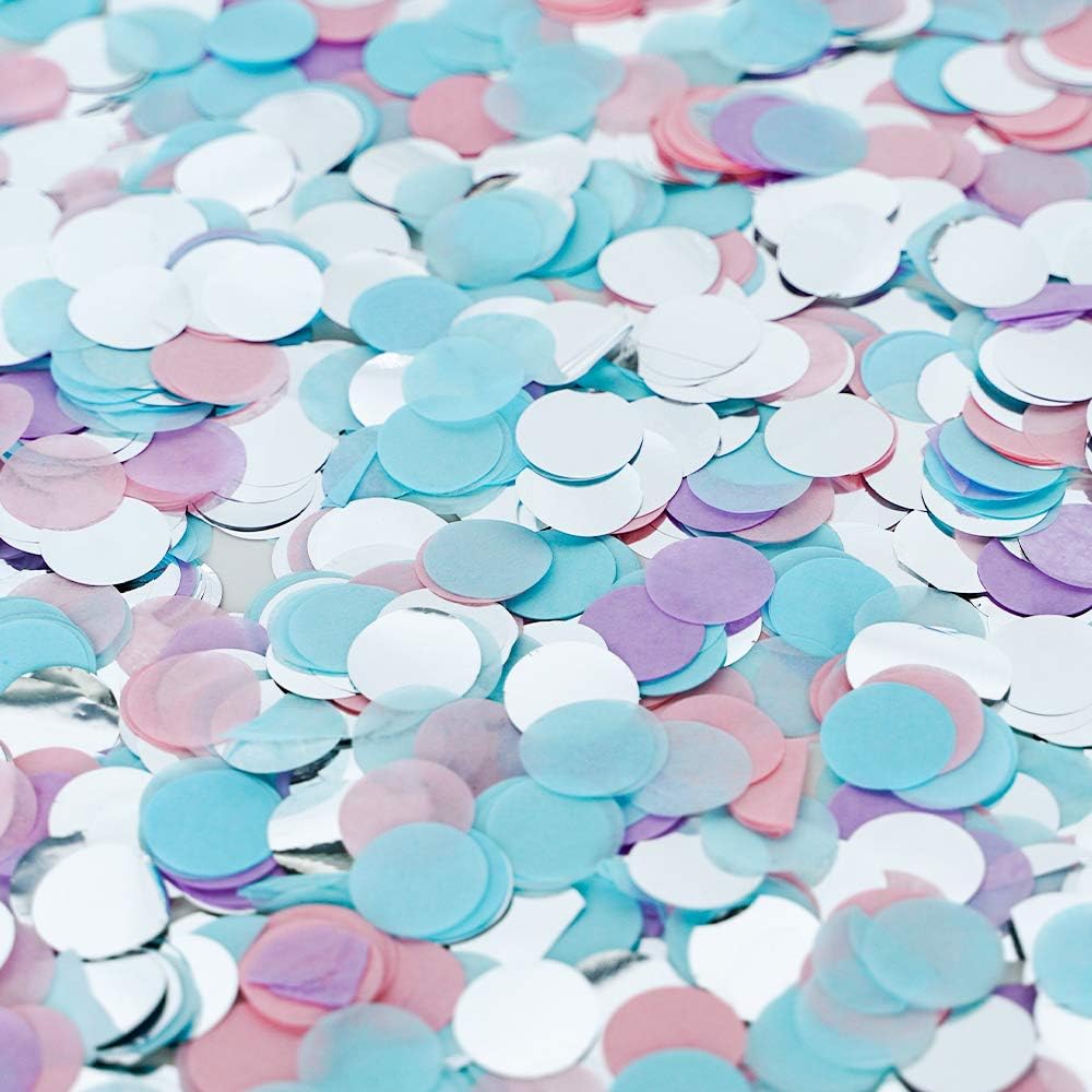 2.5cm Paper and Foil Confetti Pastel Mix Round Tissue Confetti 6000pcs for Parties Weddings Birthday Party Balloon Table Decoration (Lilac - Image 3