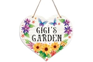SFDHVCF Grandma Gardening Garden Gifts Christmas Birthday Mother's Day Retirement Gifts for Women Grandma Granny Grandmother Nana Gardeners Retro Garden Home Decor Gigi Heart Wall Art Sign