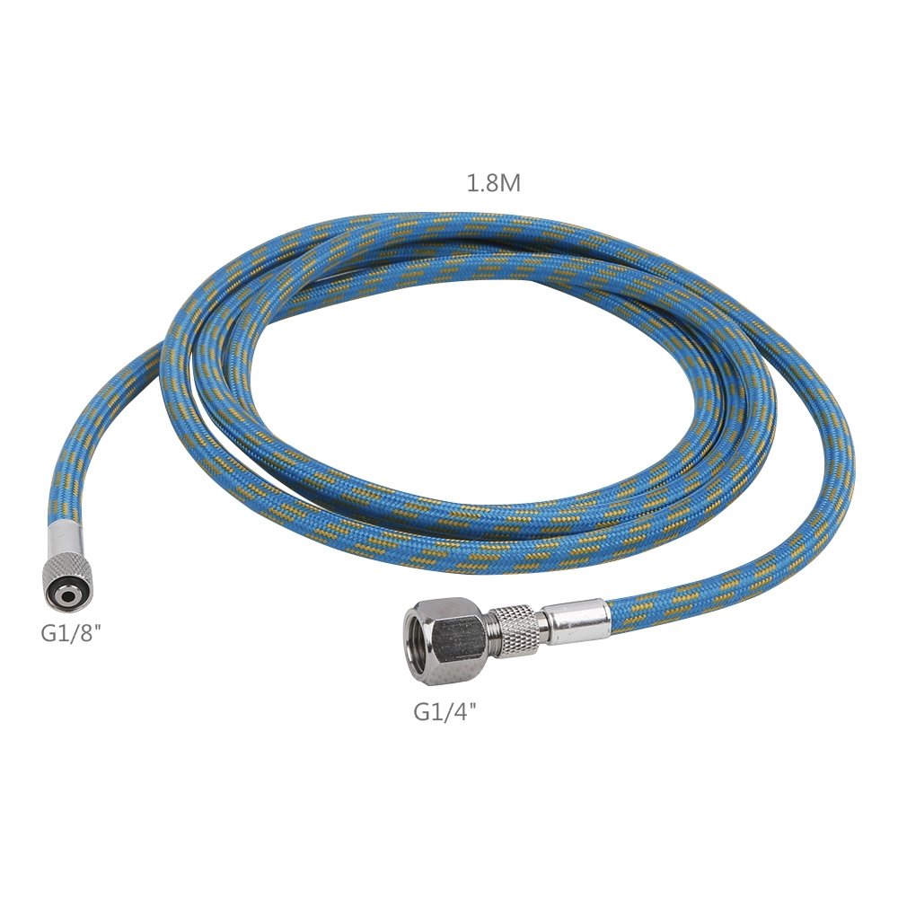 Pinkiou Airbrush Hose 6 Foot Nylon Braided Air brush Hose with Standard 1/8" Size Fitting and a 1/4" Size Fitting for Connect Airbrush and Compressor (Airbrush Hose)