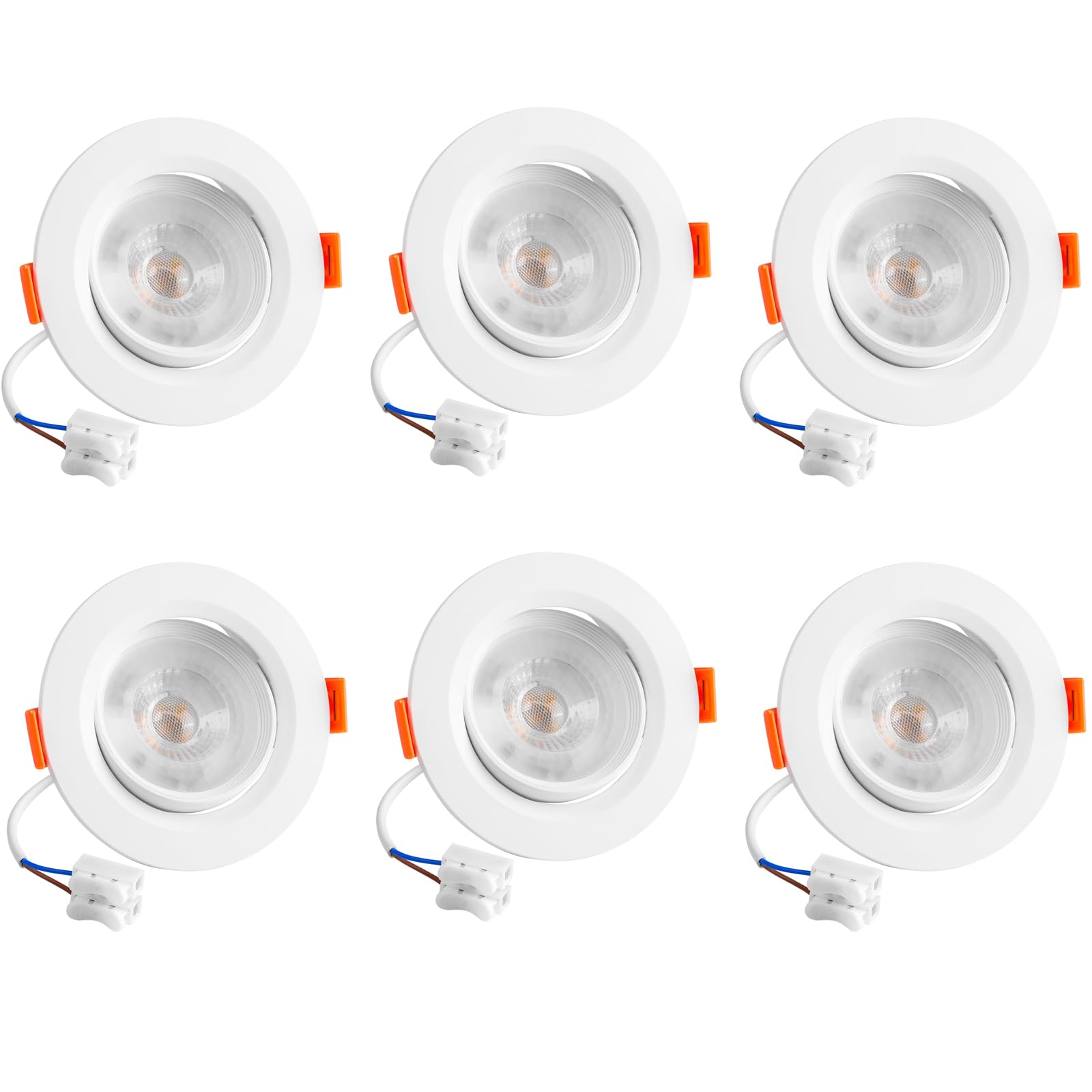 Vlio LED Downlights 24mm Ultra Slim, 5W 460lm LED Recessed Ceiling Lights, Warm White 3000K, IP44 Waterproof Bathroom Kitchen Spotlights, Hole Size 75-85mm, 6 Pack