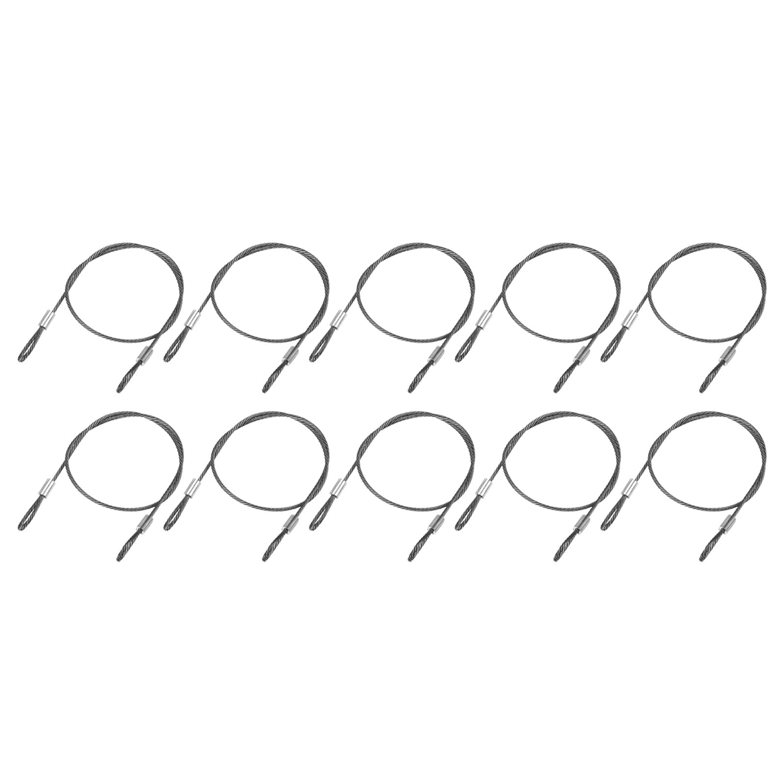 YOKIVE 10 Pcs Stage Lights Safety Cables, 304 Stainless Steel Security Ropes with Double Loops | Great for Party Lighting LED (Silver, 16-Inch, 2mm Dia)