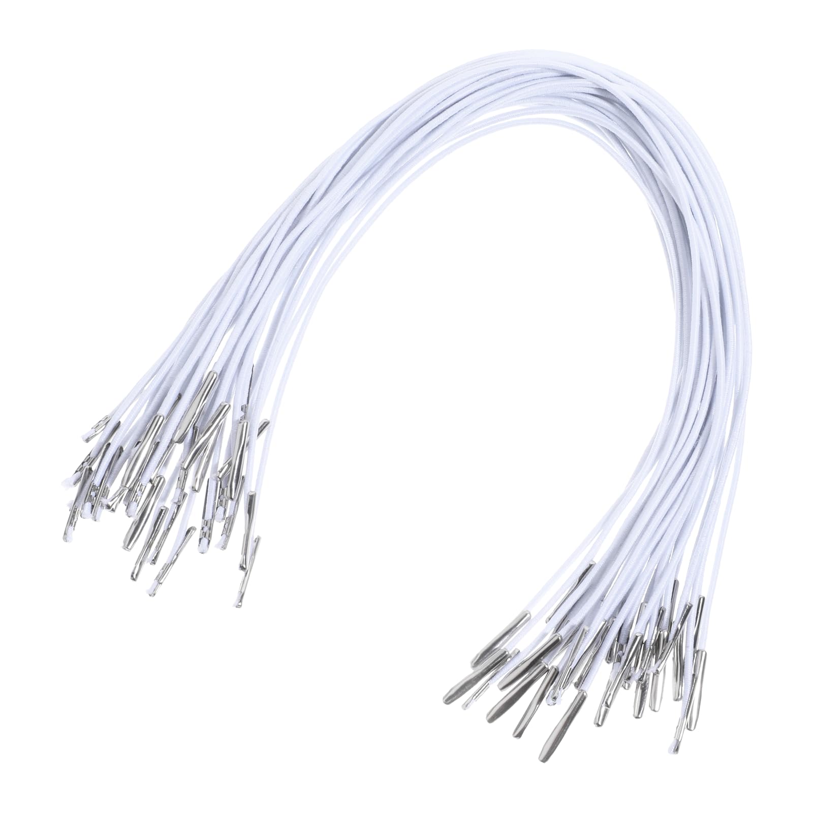 Photo 1 of 30Pcs Elastic Cord with Metal Ends, 11.5 Inch White Elastic Barbed Cord Stretch Round String Mask Lanyard Loop Craft Rope Extender Strap for DIY Craft, Book Binding, Party Hats, Menu Hanging