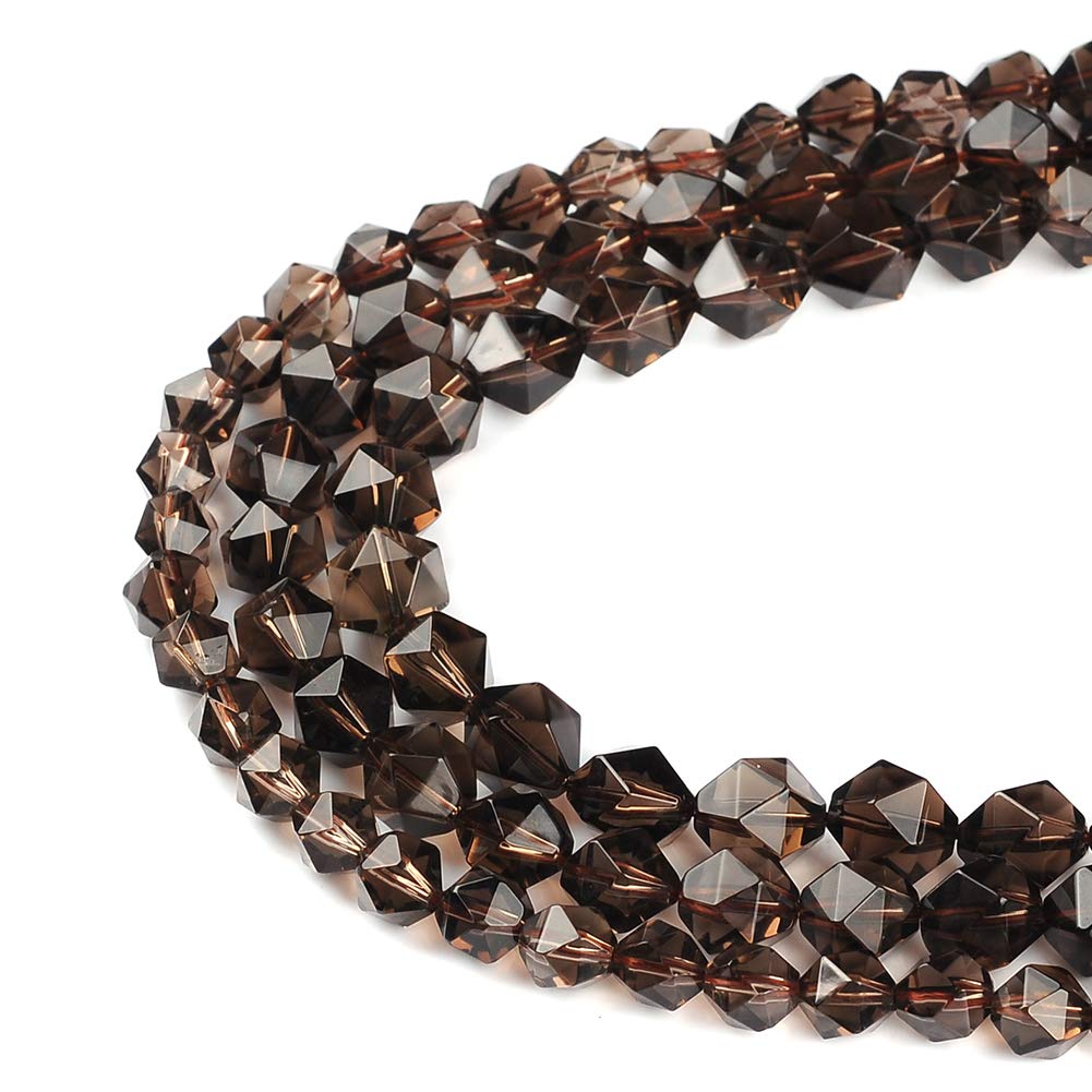 Ruilong AA+ Grade Faceted Natural Stone DIY Precious Gemstone Loose Strand Beads for Jewelry Making (Tea Quartz, 8MM)