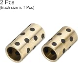 sourcing map Sleeve Bearings 15mm Bore 20mm OD Brass Graphite Oilless Bushing view 3