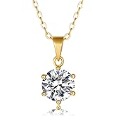 IMOLOVE Moissanite Solitaire Pendant Necklaces for Women Sterling Silver with 18K White Gold Plated 1-3 Carat D Color VVS1 Clarity Mossanite Jewelry for Women