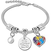 DlaeKua Autism Awareness Gifts for Women Stainless Steel Bracelet Artistic Gift Autism Jewelry for Moms Gift for Autism Mom Christmas Birthday Gifts from Daughter Autism Appreciation Gifts for Mom