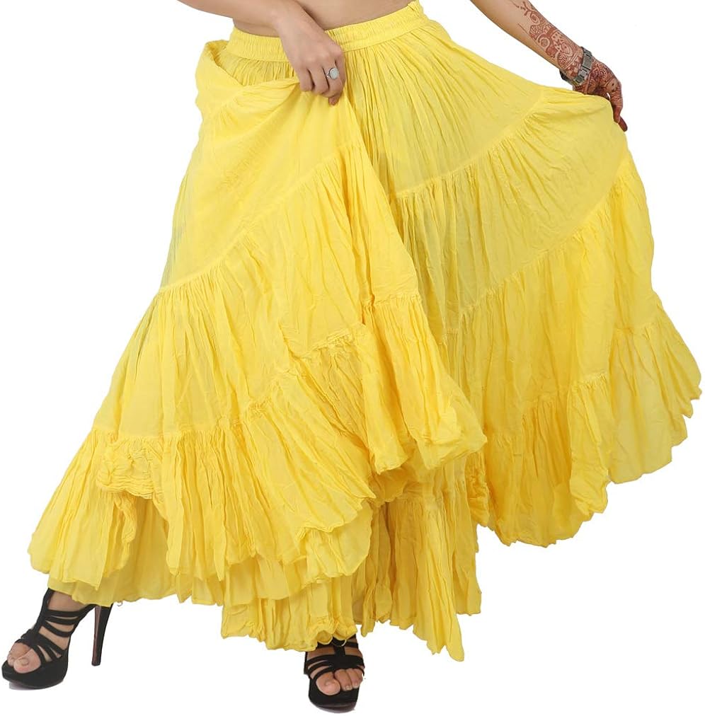 Wevez Women's Gypsy 25 Yard Solid Color Cotton Skirt (Black) at  Women’s Clothing store