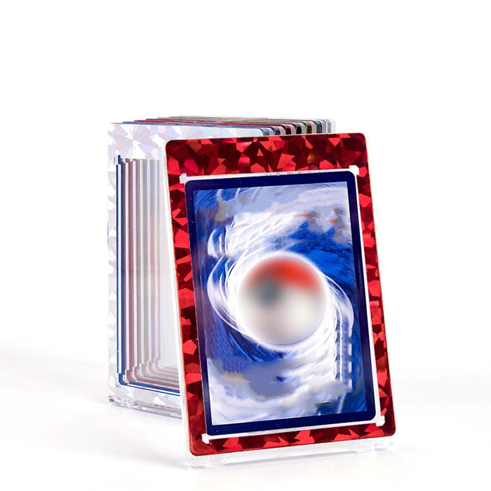 Photo 1 of 5 PCS Magnetic Card Holder, 35pt One Touch Laser Bronzing Card Holder, U-V Protectors Hard Plastic for Trading Cards, Magnet Case, Sports, Football, Baseball Cards Holder-Glass Red