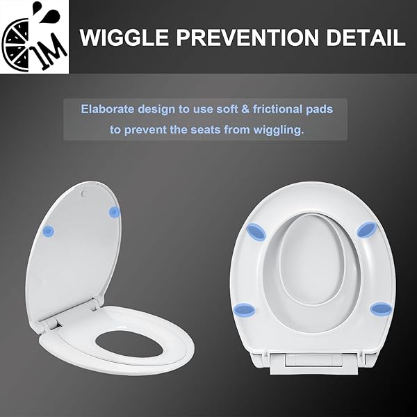1M FAMILY TOILET SEAT, PATENTED SLOW CLOSE & QUICK RELEASING TECHNOLOGY, ANTI-WIGGLING, EASY TO INSTALL AND CLEAN, STANDARD ROUND WITH TODDLER SEAT BUILT IN (1 PIECE)