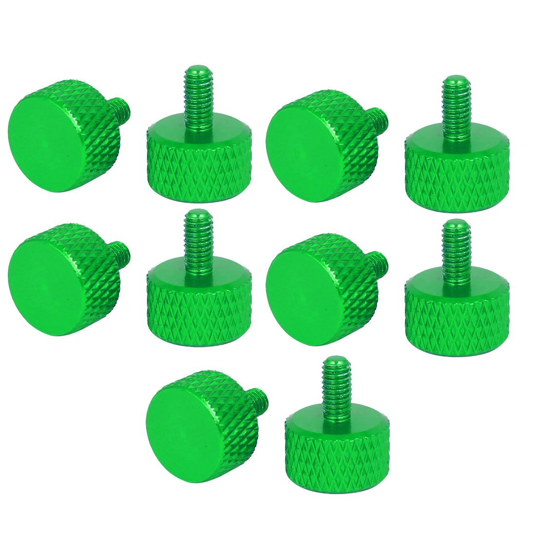 sourcing map Computer PC Graphics Card M3x6mm Aluminum Alloy Knurled Thumb Screws Green 10pcs