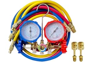 Bocarmo 5FT AC Diagnostic Manifold Freon Gauge Set for R410A R404A R22 R134a R12 R22 R502, Refrigerant AC House Air Condition
