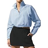 INFITTY Women's Lightweight Jacket Cropped Long Sleeve Workout Tops Quarter Zip Pullover Athletic Shirts
