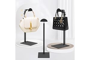 fruui 3 Pack Purse Stand, Stainless Steel Purse Display Stand with Height Adjustable from 13'' to 24'', Handbag Display Stand for Desktop, Wardrobe & Retail Displays (Black)