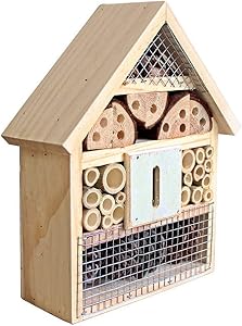 Beaks And Paws B&P Insect Hotel for Beneficial Bug Bees Butterfly, Natural Wooden House (Bee House)