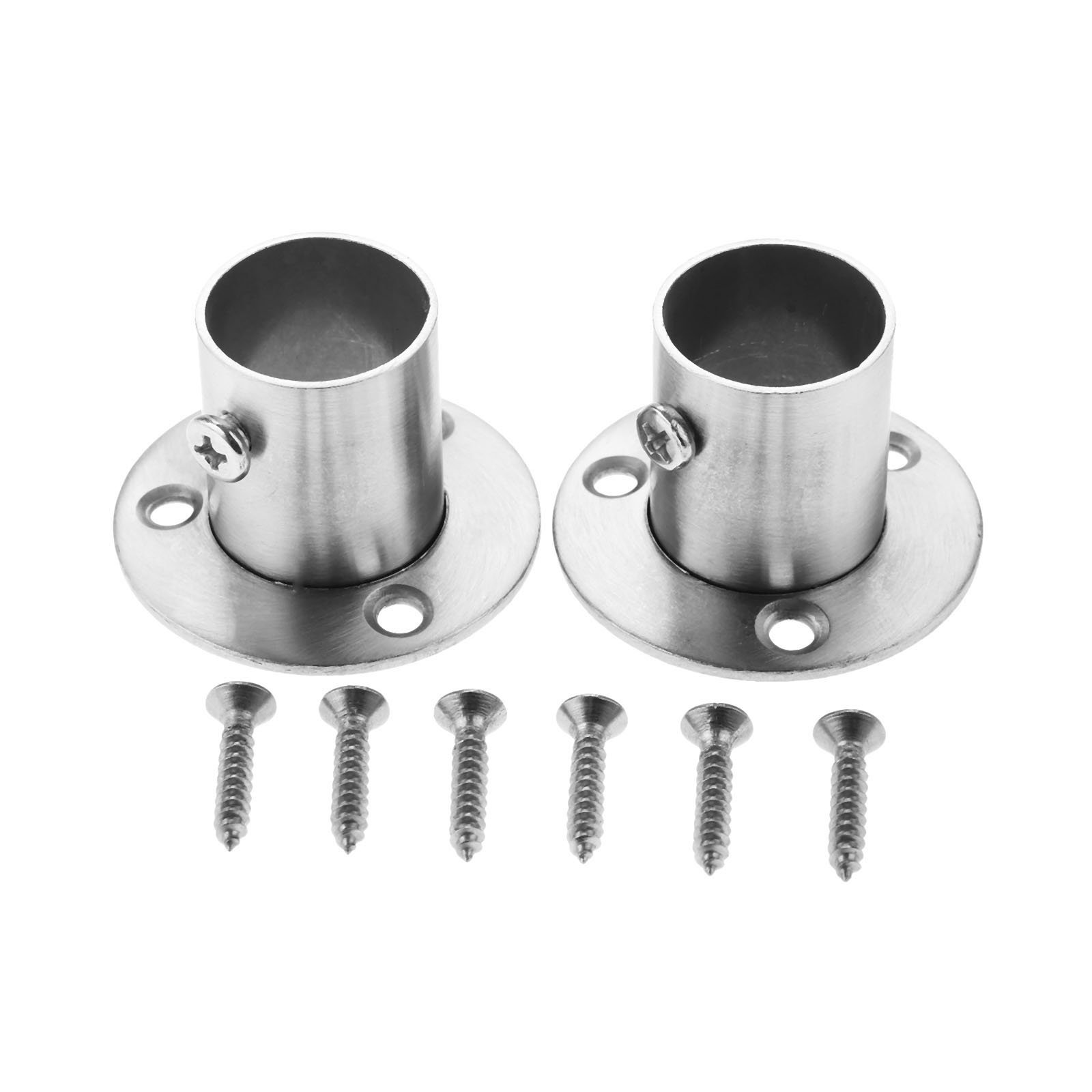 Hicello 2PCS Ø22mm Pole Deep Socket, Stainless Steel Wardrobe Rail Bracket, Sturdy Pole End Support Holder with Screws for Dia 22mm (7/8") Tube