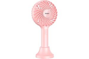 HonHey Handheld Fan Portable, Mini Hand Held Fan with USB Rechargeable Battery, 4 Speed Personal Desk Table Fan with Base, 3-10 Hours Operated Small Makeup Eyelash Fan for Women Girls Kids Outdoor