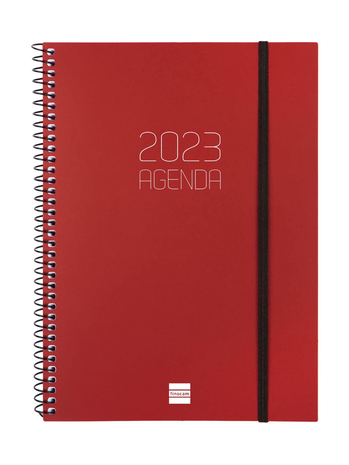Finocam - Agenda 2023 Opaque Spiral Week Horizontal View January 2023 - December 2023 (12 months) Bordeaux Catalan