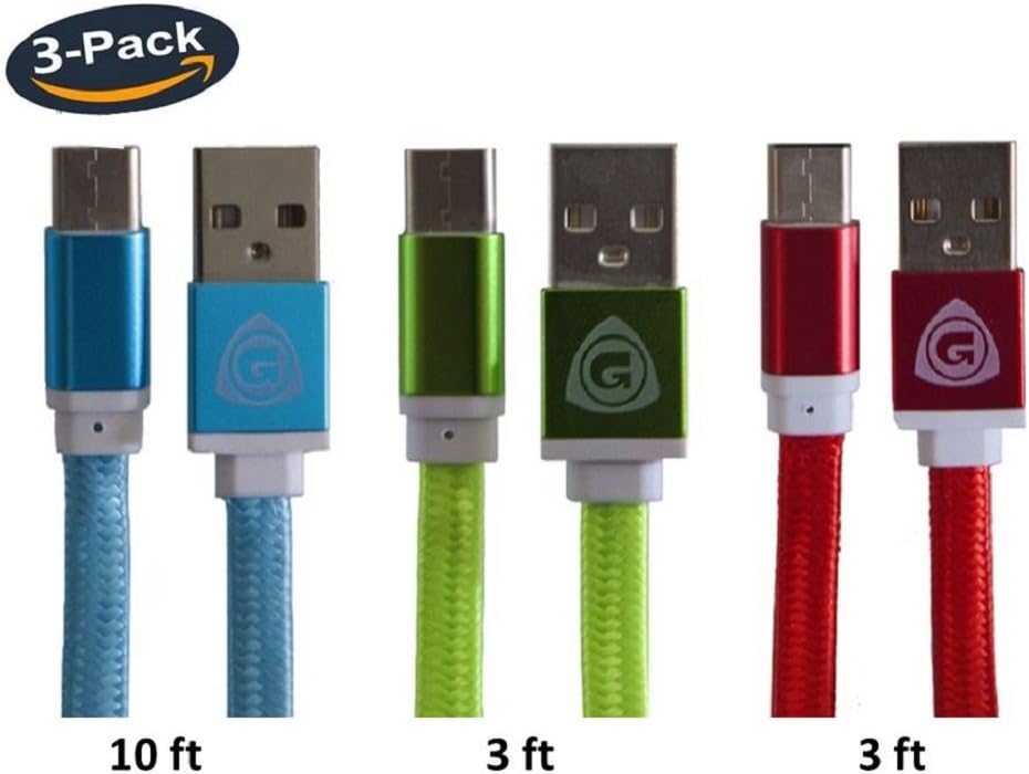 USB Type C (3 pack) Charging Cables USB 3.1 Cables |Fits All USB Type-C Devices | Fast Phone Charger Cord for Samsung Galaxy Note 8 S8 8+ LG2 | High Speed Computer Connectors Macbook Nintendo Switch