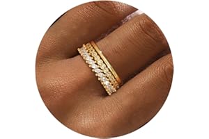 Maxcate Stackable Gold Rings for Women Non Tarnish,Dainty 14k Gold Plated Stackable Rings Trendy Cubic Zirconia Thumb Ring Set Jewelry for Women