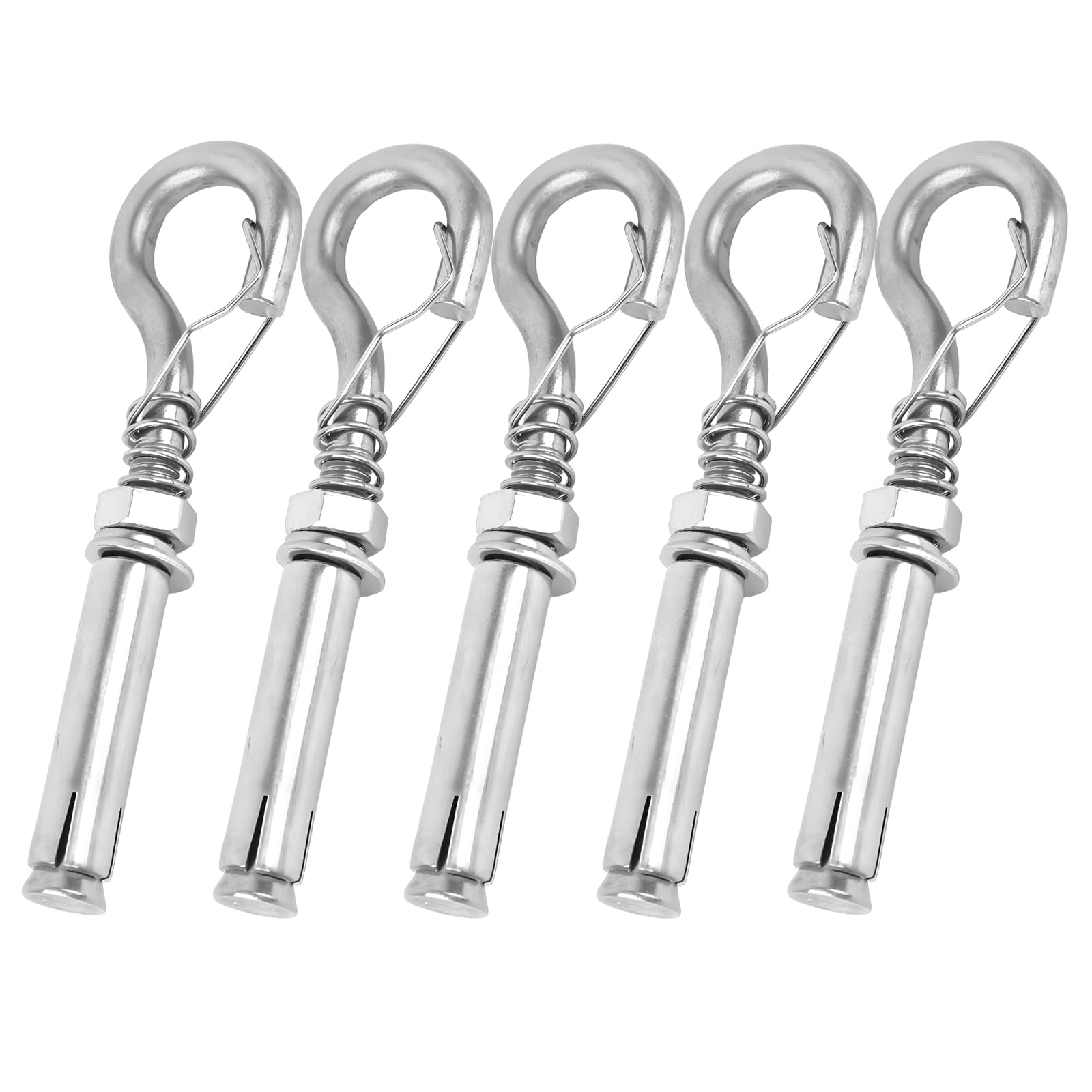 Fatiya 5 Pack Expansion Concrete Wall Anchors Eye Bolts Screw, 304 Stainless Steel Concrete Wall Hooks, M8 x 106Mm Concrete Eye Bolt Anchor Hook for Concrete Wall
